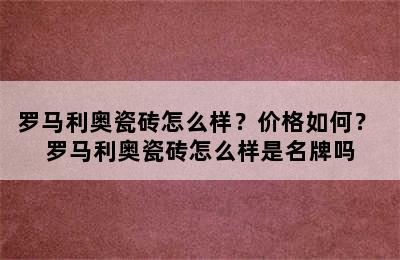 罗马利奥瓷砖怎么样？价格如何？ 罗马利奥瓷砖怎么样是名牌吗